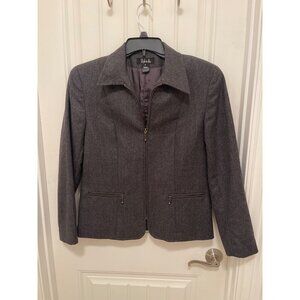 Rafaella Womens Wool Blazer Gray Size 8 With Zipper‎ Closure & Pockets